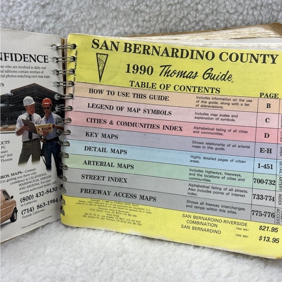 Thomas Guide 1990 San Bernardino Riverside Counties street directory book Cali - Picture 5 of 12